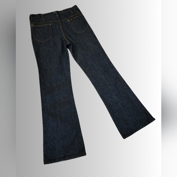 Vintage x 60s Lee Flare Bell Bottom Dark Wash Jean - Picture 4 of 8